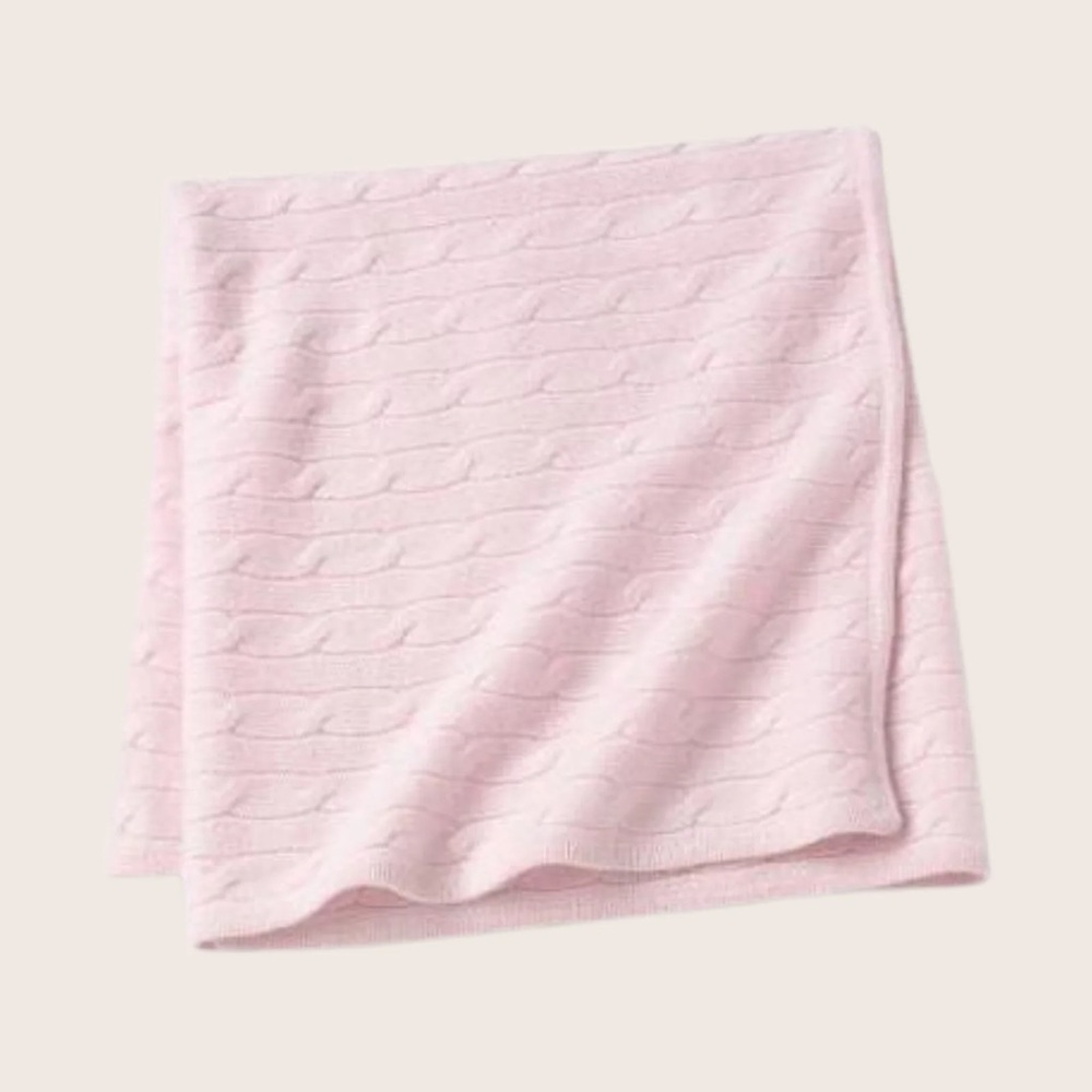 Sofia Cashmere Pink Cable Knit Blanket